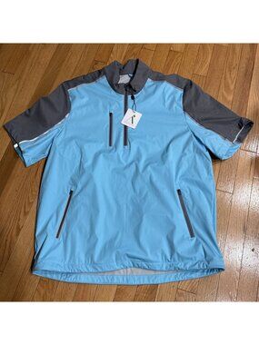 Above The Links Sound Golf Jacket Men's Large Blue Black Short Sleeve Adult NWT
